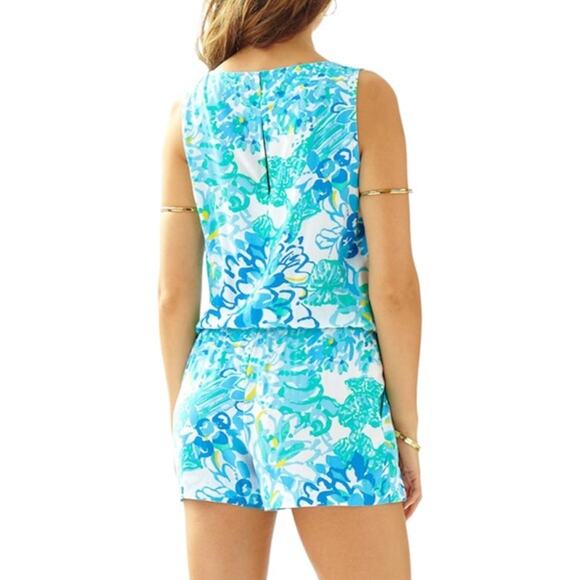 Lilly Pulitzer Tybee Sleeveless Shorts Romper Resort White In A Pinch - Picture 2 of 7